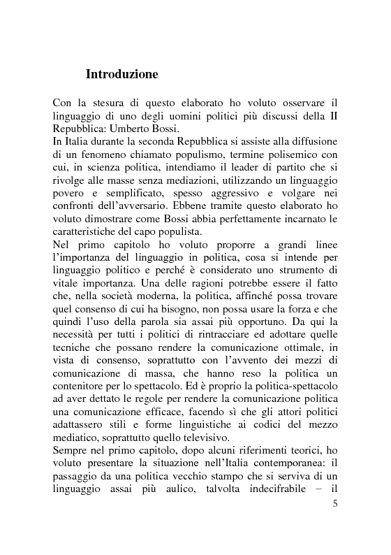 Il Linguaggio Politico Di Umberto Bossi Analisi Dei Discorsi A