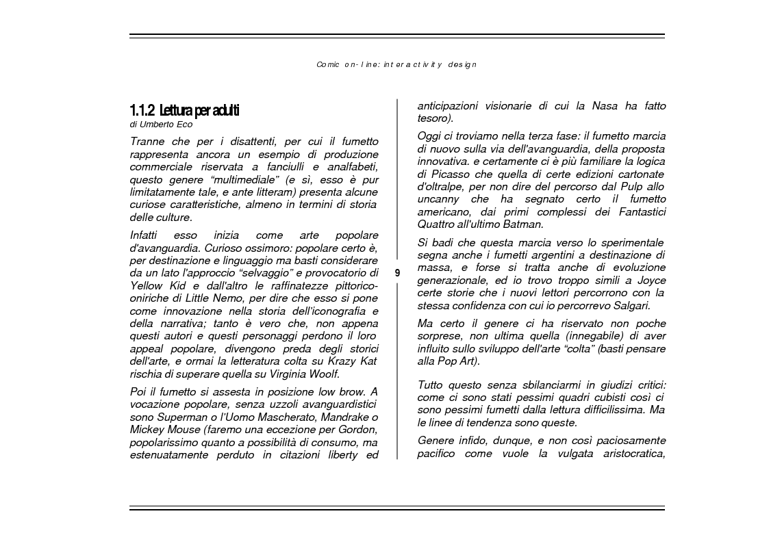 Anteprima della tesi: Comic On-Line: Interactivity Design, Pagina 7