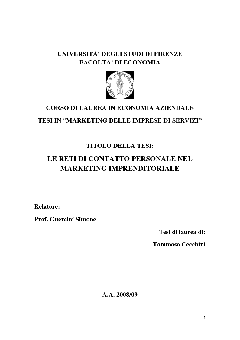 Argomenti Di Tesi In Marketing Triennale