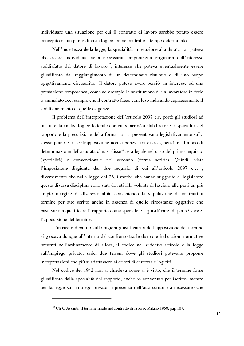 Anteprima della tesi: Le ragioni giustificatrici del contratto a termine, Pagina 10