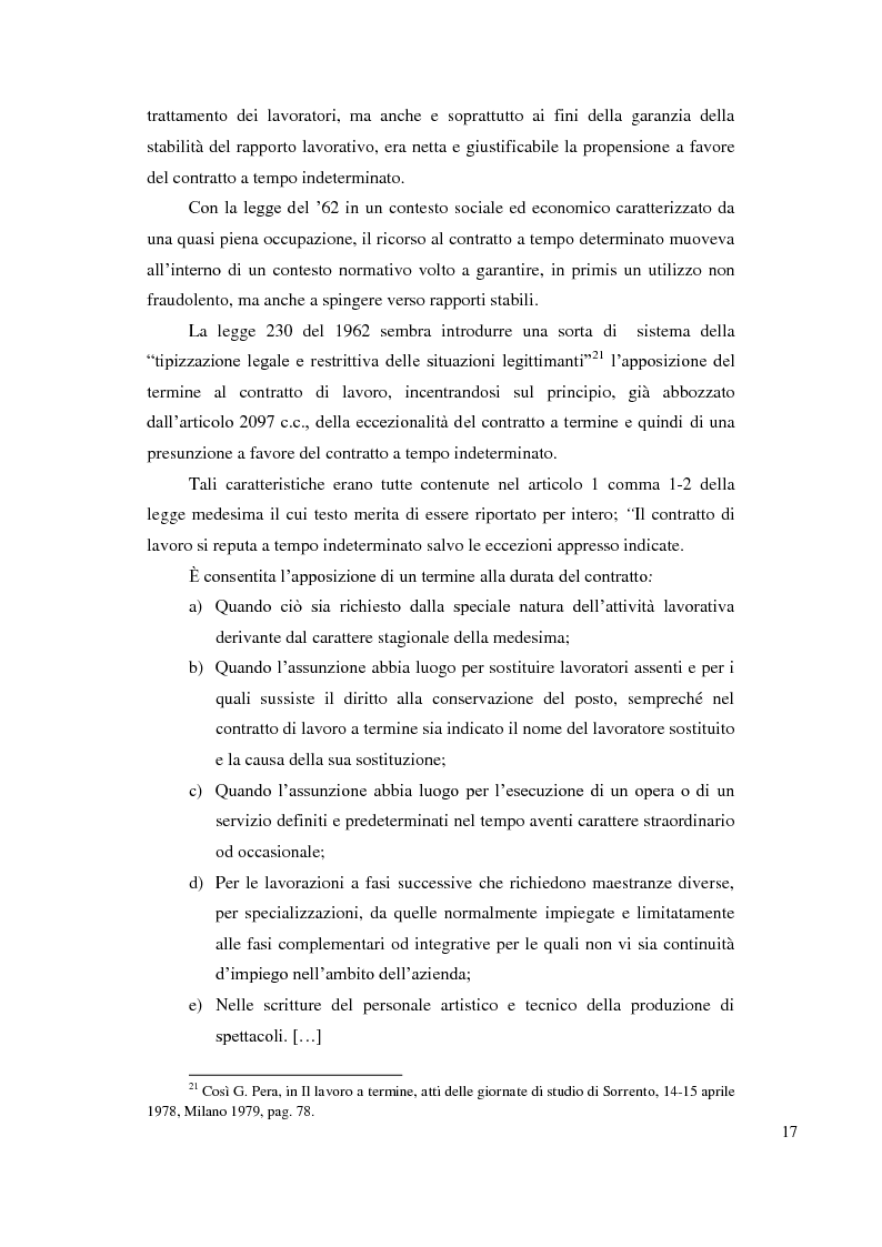 Anteprima della tesi: Le ragioni giustificatrici del contratto a termine, Pagina 14