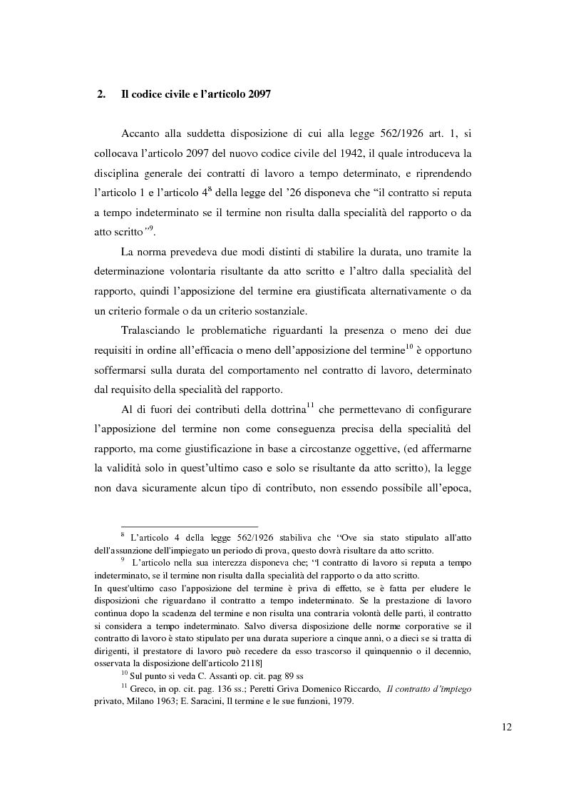 Anteprima della tesi: Le ragioni giustificatrici del contratto a termine, Pagina 9