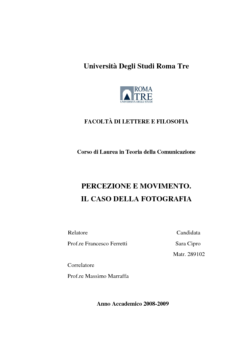 Università Degli Studi Roma Tre FACOLTÀ DI LETTERE E ...