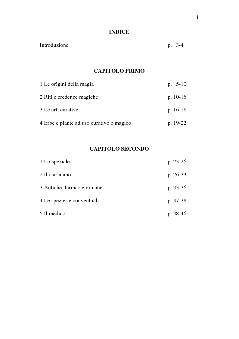 Indice della tesi: Astrologia, magia e medicina nella Roma del seicento., Pagina 1