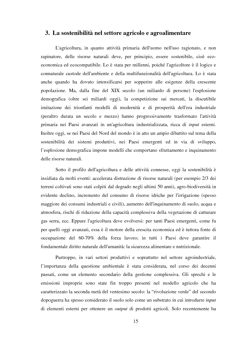 Estratto dalla tesi: Valutazione delle performance ambientali di sistemi ortofrutticoli