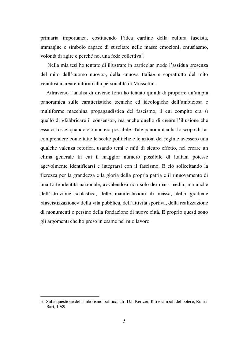 Anteprima della tesi: La ricerca del consenso. Mussolini e la propaganda politica, Pagina 6
