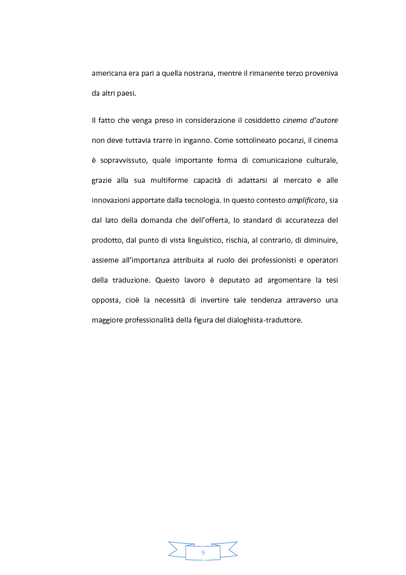 Anteprima della tesi: Tradurre per il cinema: standard accuratezza e target audience. Un'analisi comparativa attraverso la filmografia di Woody Allen., Pagina 6