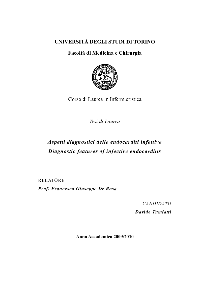 Anteprima della tesi: Aspetti diagnostici delle endocarditi infettive.
, Pagina 1