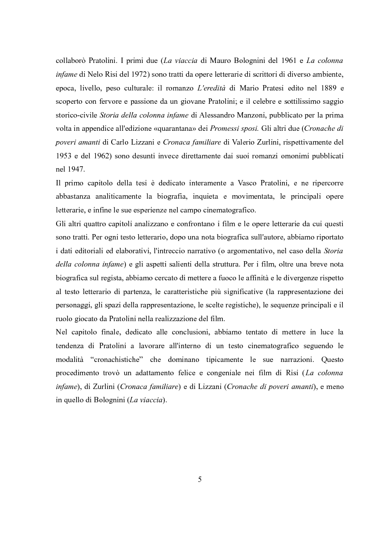 Anteprima della tesi: Vasco Pratolini e il cinema. Quattro casi di adattamento, Pagina 3