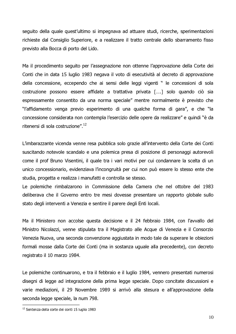 Estratto dalla tesi: Assetti Istituzionali nella salvaguardia della laguna di Venezia: Il Consorzio Venezia Nuova