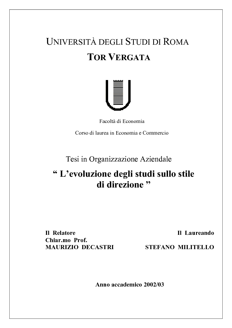 Facoltà Di Economia Università Di Roma Tor Vergata