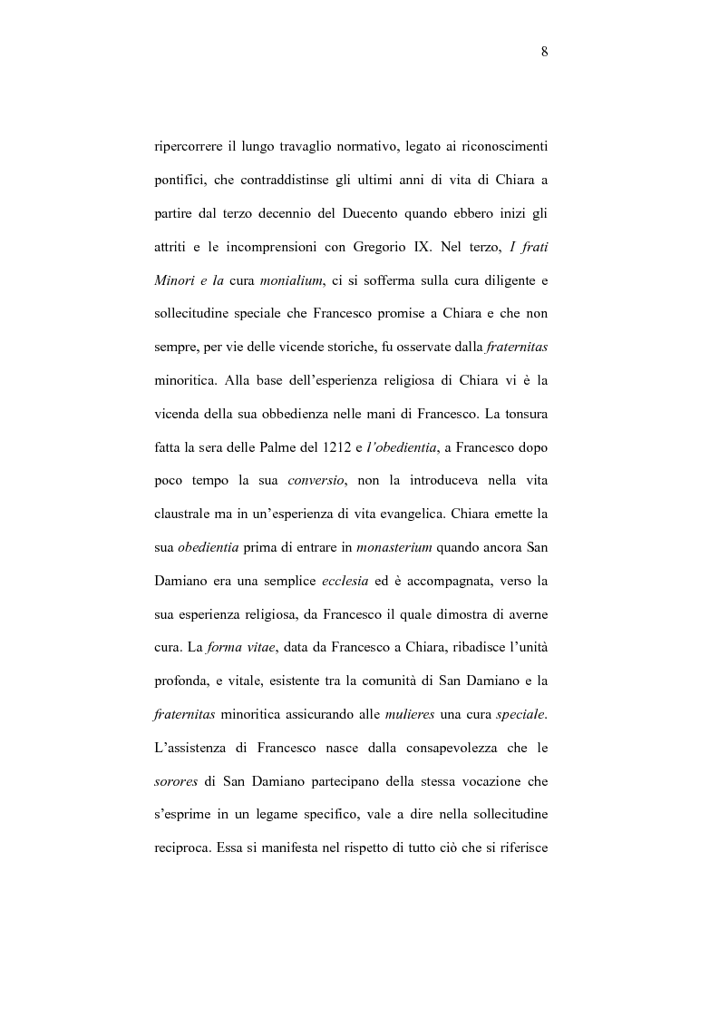 Anteprima della tesi: I frati minori e la cura monialium nella vicenda di Chiara d'Assisi e la comunità di san Damiano, Pagina 5