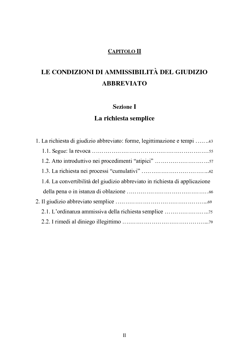 Indice della tesi: Il rito abbreviato. Evoluzione dalla legge Carotti ad oggi, Pagina 2