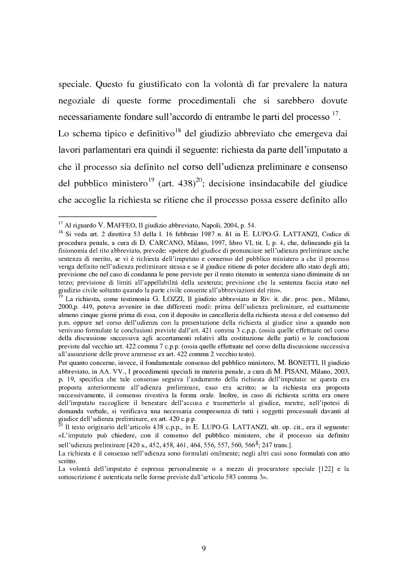 Anteprima della tesi: Il rito abbreviato. Evoluzione dalla legge Carotti ad oggi, Pagina 8