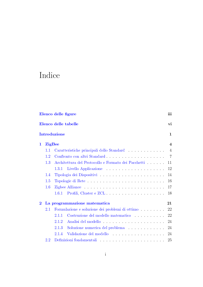 Indice della tesi: Criteri di pianificazione per l'ottimizzazione dei consumi energetici nell'ambiente domestico, Pagina 1