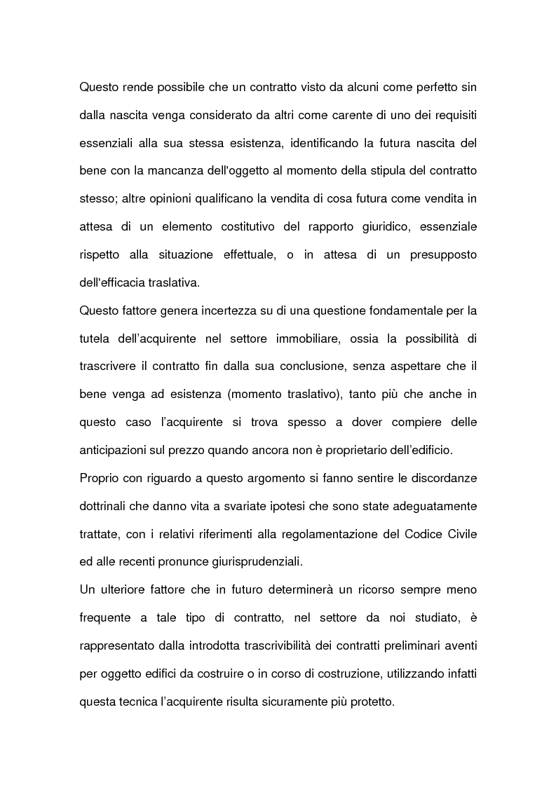 Anteprima della tesi: I contratti relativi ad edifici in corso di costruzione: preliminare di vendita, vendita di cosa futura, appalto, Pagina 13