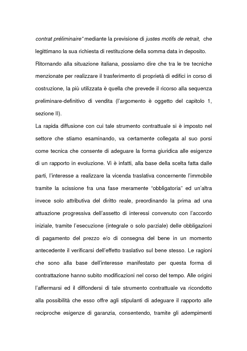Anteprima della tesi: I contratti relativi ad edifici in corso di costruzione: preliminare di vendita, vendita di cosa futura, appalto, Pagina 6