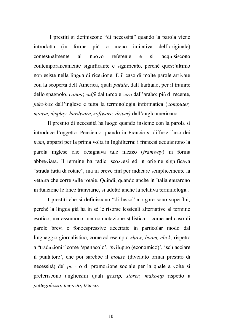 Anteprima della tesi: Prestiti di lusso e falsi anglicismi nei periodici femminili italiani, Pagina 11