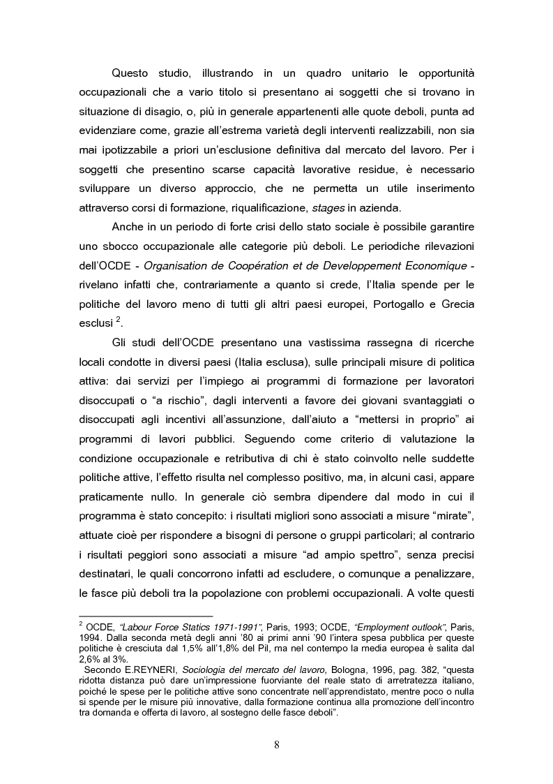 Anteprima della tesi: Il reinserimento lavorativo dei soggetti in stato di disagio sociale, Pagina 4