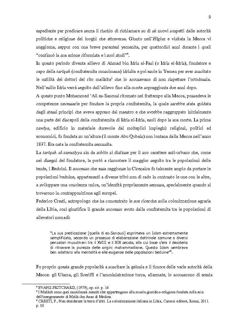 Estratto dalla tesi: La confraternita Senussita e la politica in Libia: un compromesso tra le tribù e lo stato