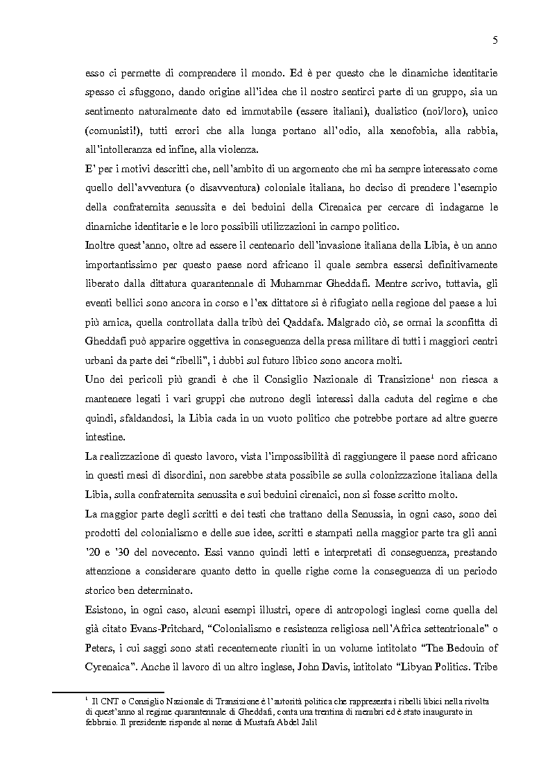 Anteprima della tesi: La confraternita Senussita e la politica in Libia: un compromesso tra le tribù e lo stato, Pagina 3