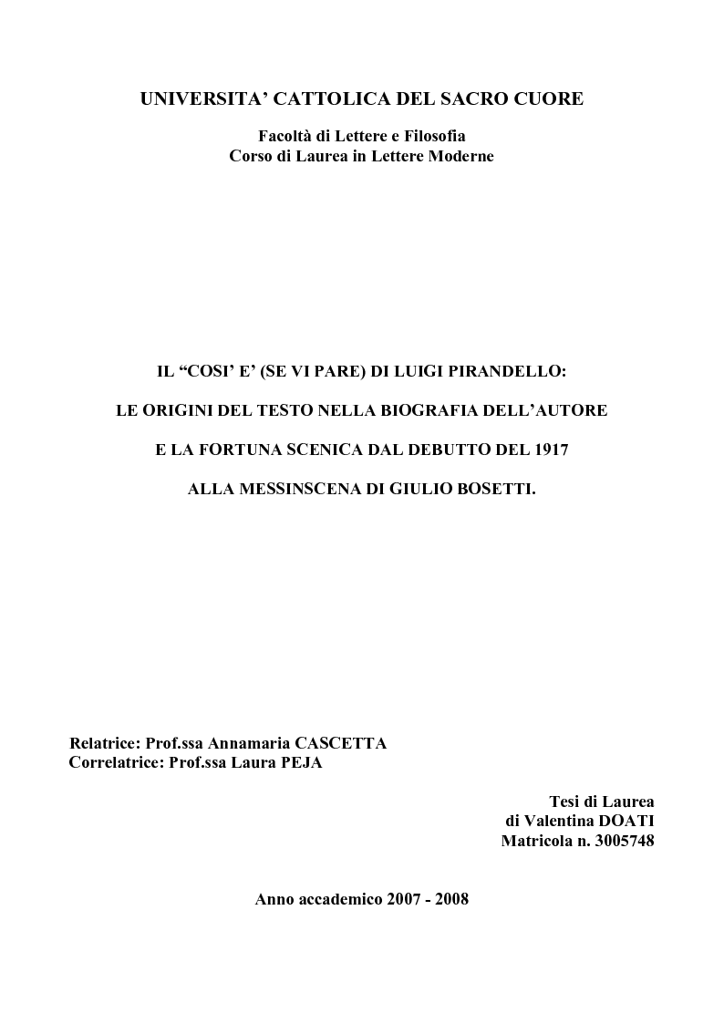 Così è Se Vi Pare Riassunto