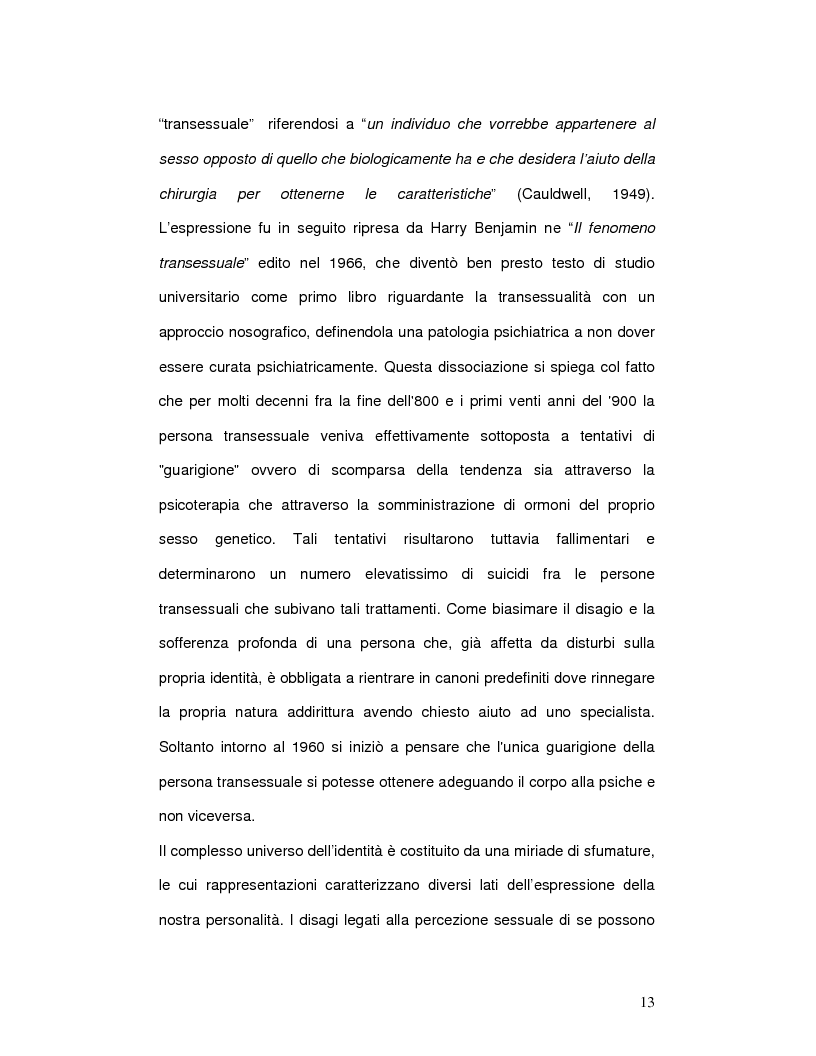 Estratto dalla tesi: La difficile scelta di essere se stessi: il transessualismo