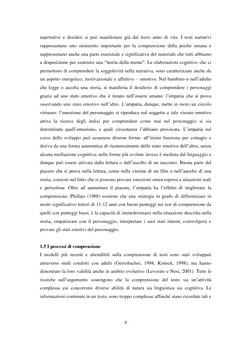 Anteprima della tesi: La Comprensione del Testo Orale in Bambini con Regolare Sviluppo del Linguaggio e Bambini con Disturbo Specifico del Linguaggio: quali differenze?, Pagina 9