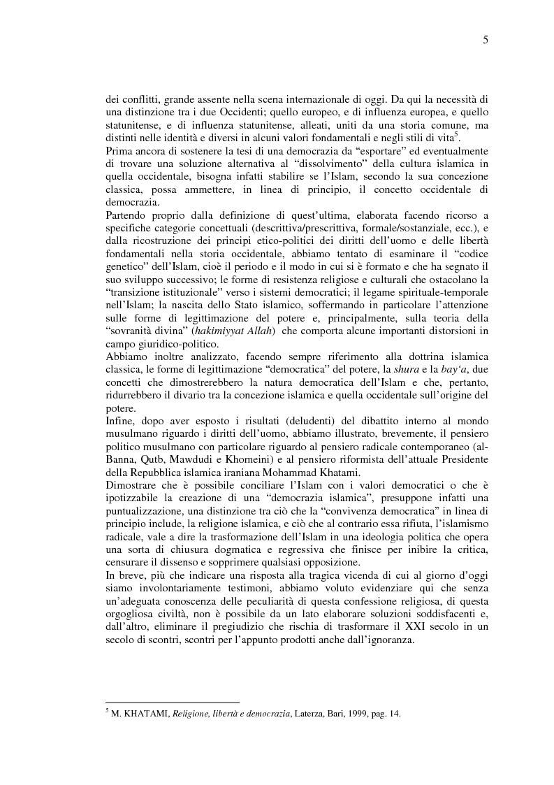 Anteprima della tesi: La democrazia del Profeta: per un confronto tra concetto occidentale e concetto islamico di democrazia., Pagina 4