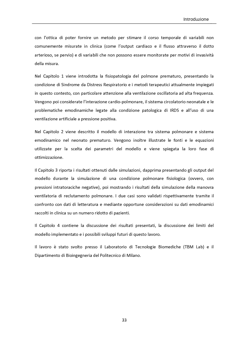 Anteprima della tesi: Modello matematico di interazione tra emodinamica e ventilazione meccanica ad alta frequenza respiratoria in neonati pretermine, Pagina 5