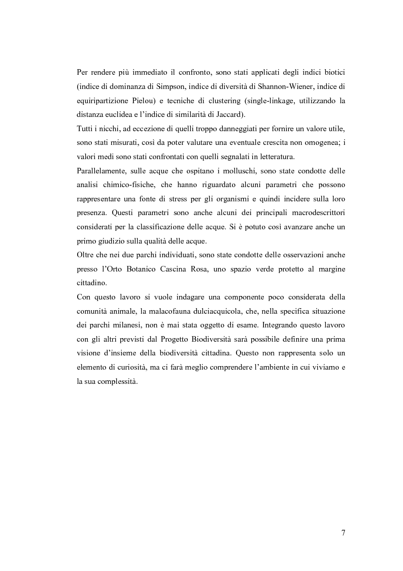 Anteprima della tesi: Osservazioni sulla malacofauna dulciacquicola in ambito urbano, Pagina 5