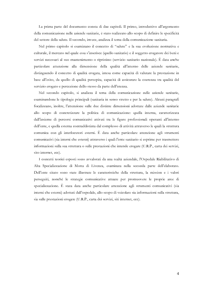 Anteprima della tesi: La comunicazione nelle aziende sanitarie. Il caso dell’Ospedale Riabilitativo di Alta Specializzazione di Motta di Livenza, Pagina 3