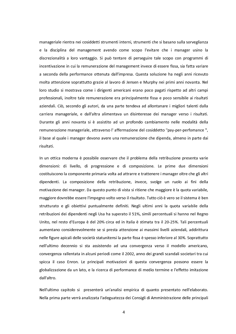 Anteprima della tesi: La conformità dei sistemi di remunerazione dei top manager: un'analisi empirica, Pagina 3