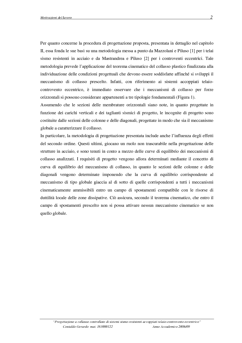 Anteprima della tesi: Progettazione a collasso controllato di sistemi sismo-resistenti accoppiati telaio- controvento eccentrico, Pagina 3