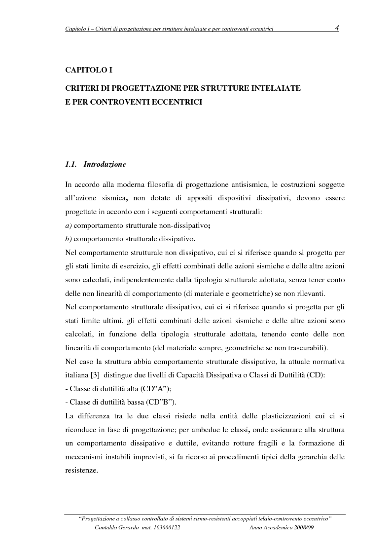 Anteprima della tesi: Progettazione a collasso controllato di sistemi sismo-resistenti accoppiati telaio- controvento eccentrico, Pagina 5