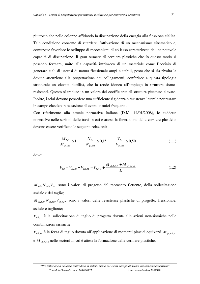 Anteprima della tesi: Progettazione a collasso controllato di sistemi sismo-resistenti accoppiati telaio- controvento eccentrico, Pagina 8