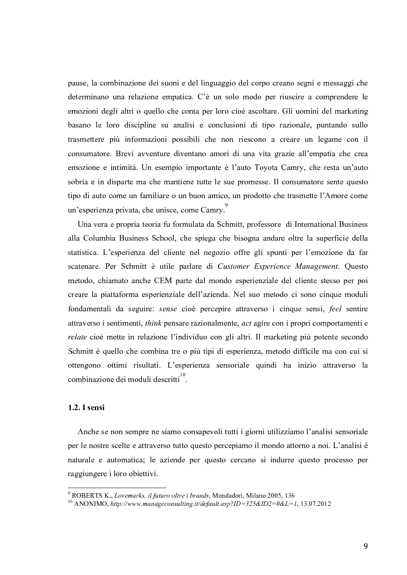 Anteprima della tesi: Il marketing sensoriale: analisi e ricerca dei 5 sensi nella comunicazione, Pagina 6