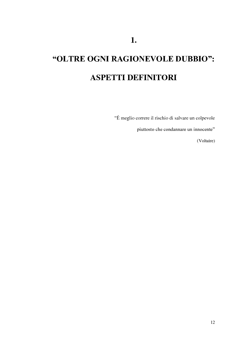 Anteprima della tesi: ''Oltre ogni ragionevole dubbio'' filosofia e fenomenologia del processo penale, Pagina 11
