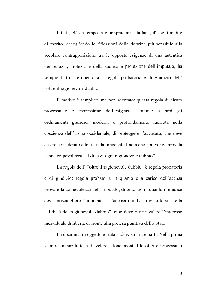 Anteprima della tesi: ''Oltre ogni ragionevole dubbio'' filosofia e fenomenologia del processo penale, Pagina 4