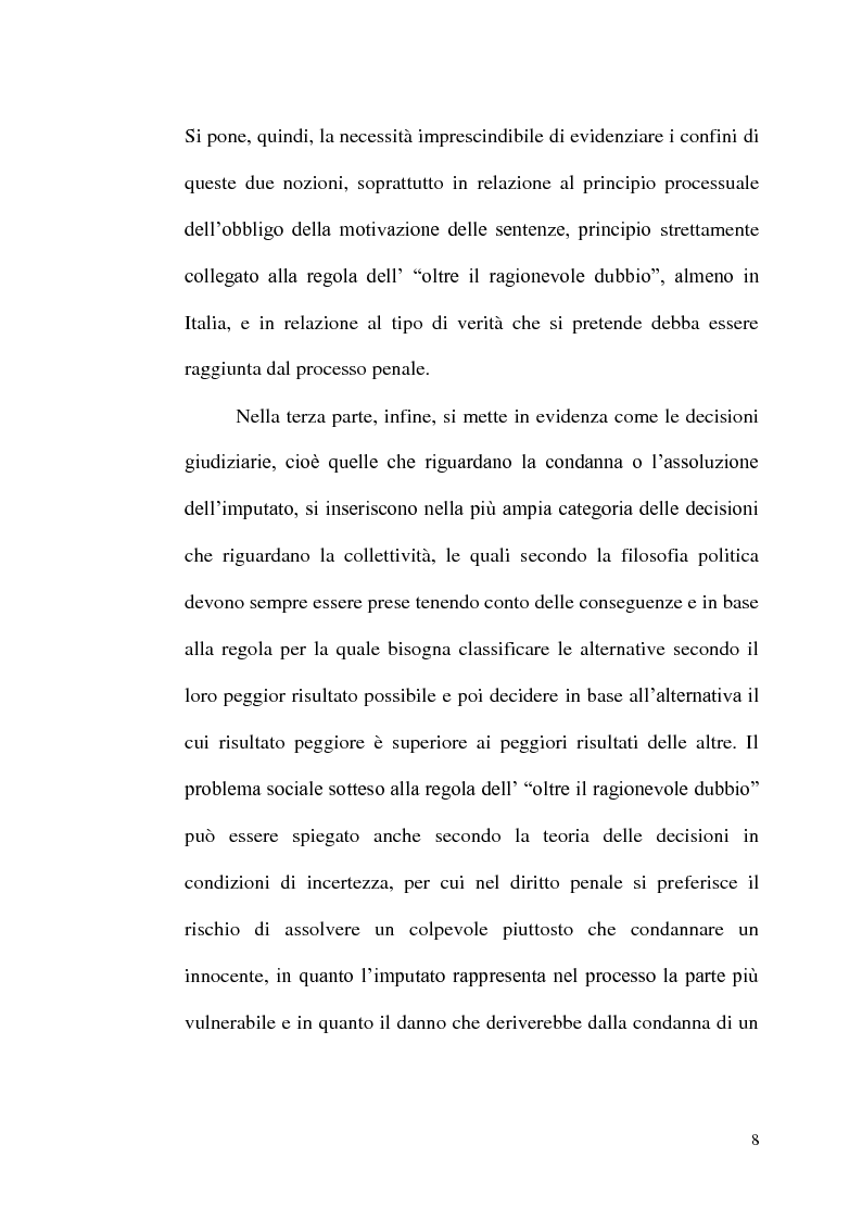 Anteprima della tesi: ''Oltre ogni ragionevole dubbio'' filosofia e fenomenologia del processo penale, Pagina 7