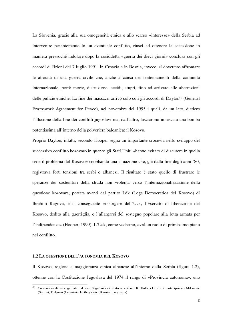 Anteprima della tesi: Il ruolo delle Organizzazioni Internazionali nella disgregazione della Jugoslavia: genesi, sviluppo e legittimità dell'intervento Nato in Kosovo., Pagina 6