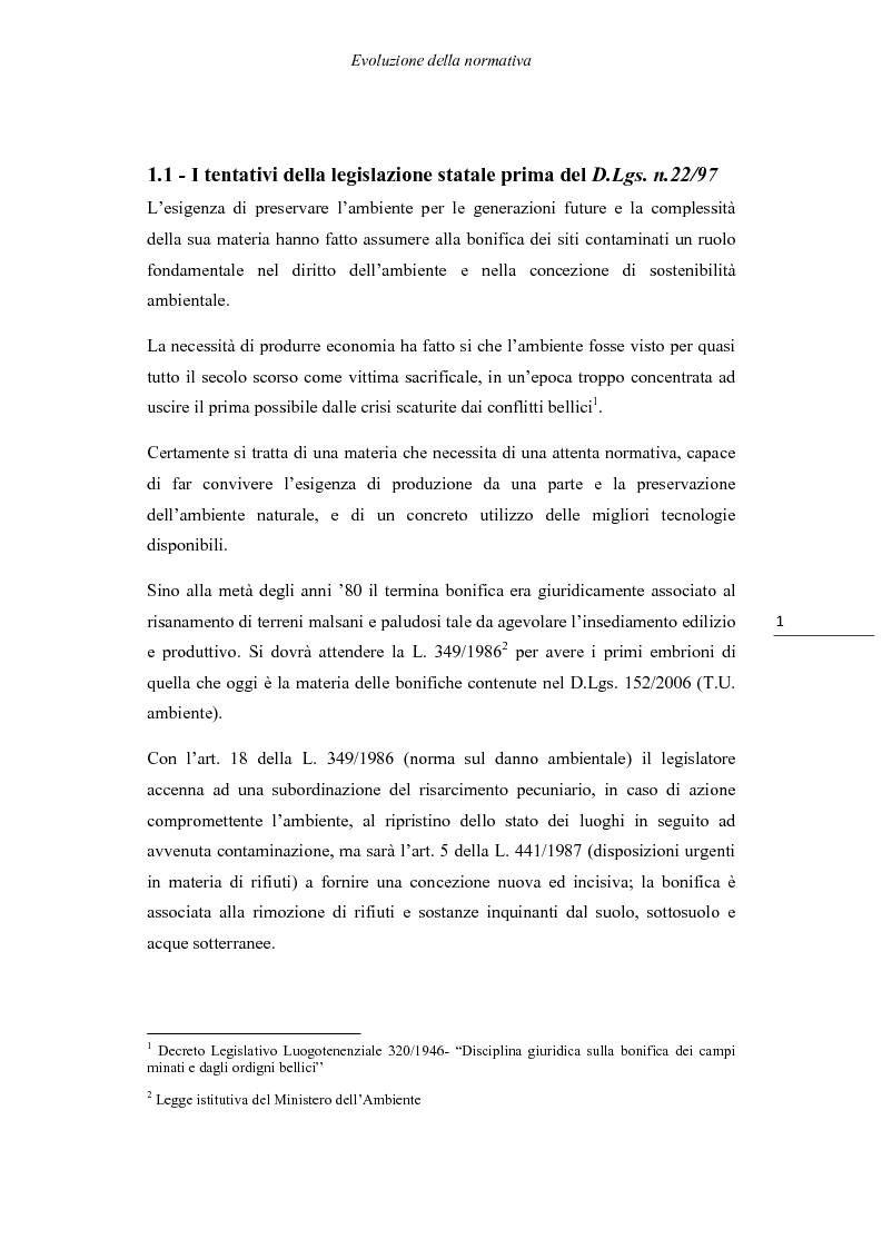 Anteprima della tesi: Piano di Caratterizzazione e Analisi di Rischio nel procedimento di bonifica di siti contaminati, Pagina 5