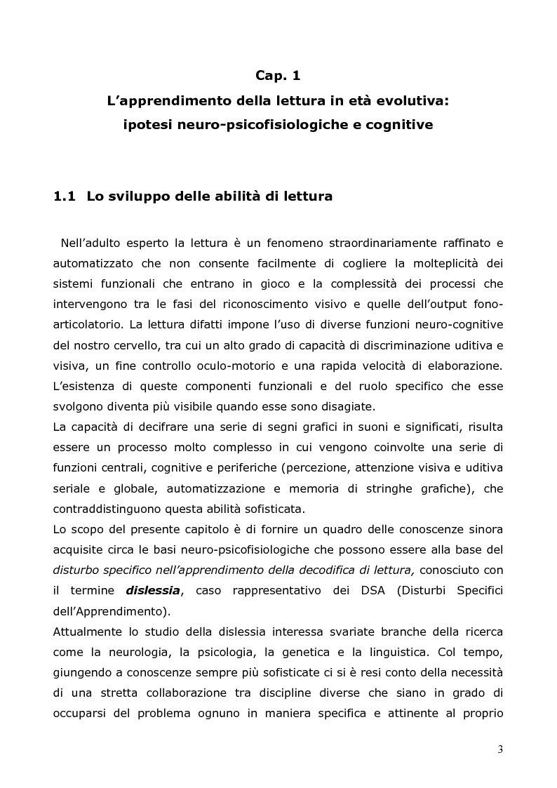 Anteprima della tesi: Neuropsicologia della lettura e dislessia evolutiva, Pagina 4