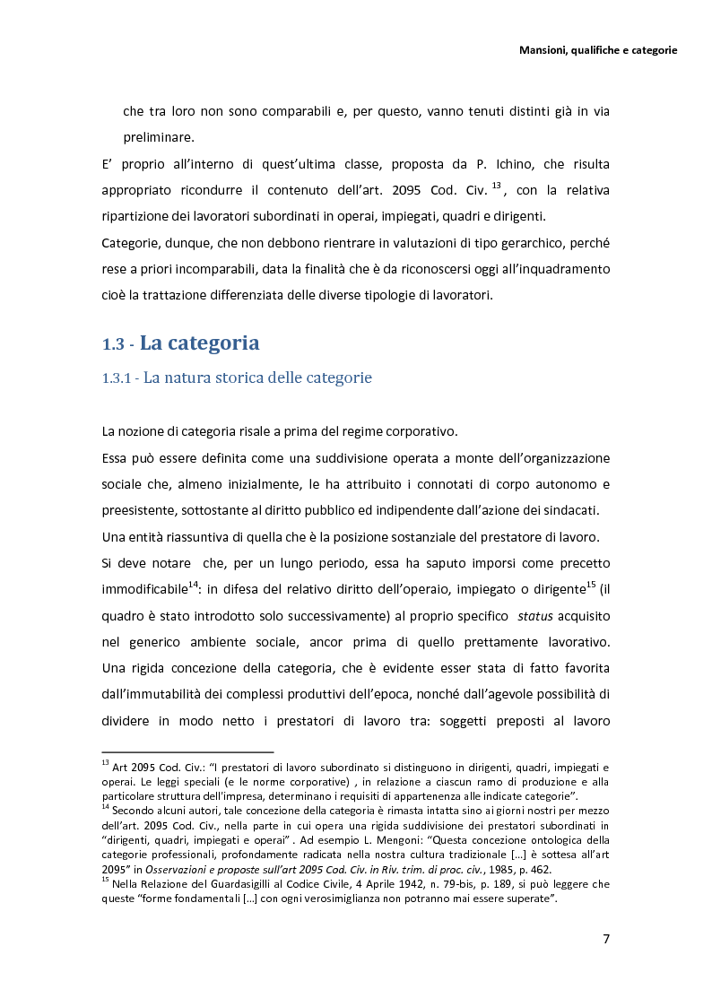 Anteprima della tesi: La disciplina delle mansioni nel lavoro subordinato privato: il quadro normativo e l’interpretazione giurisprudenziale , Pagina 11