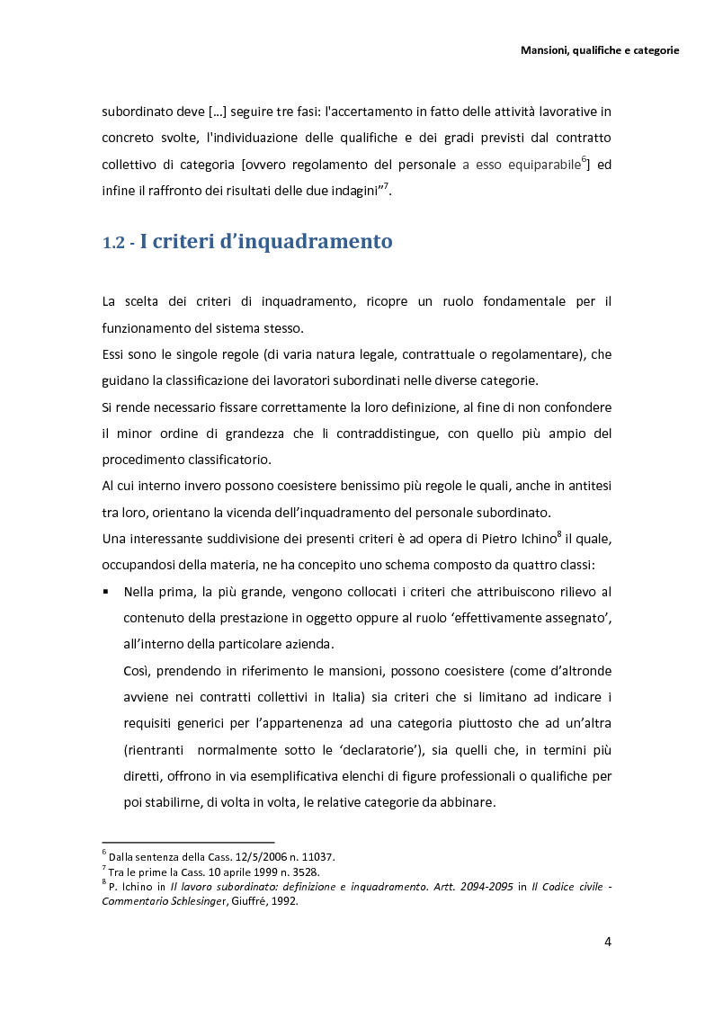 Anteprima della tesi: La disciplina delle mansioni nel lavoro subordinato privato: il quadro normativo e l’interpretazione giurisprudenziale , Pagina 8