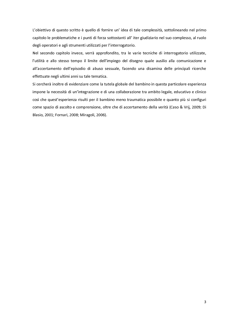 Anteprima della tesi: La complessità dell'accertamento dell'abuso sessuale sui minori: l'utilizzo del disegno come ausilio nella testimonianza., Pagina 3