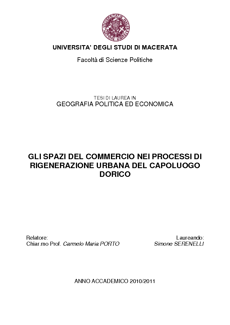 Anteprima della tesi: Gli spazi del commercio nei processi di rigenerazione urbana del capoluogo dorico, Pagina 1
