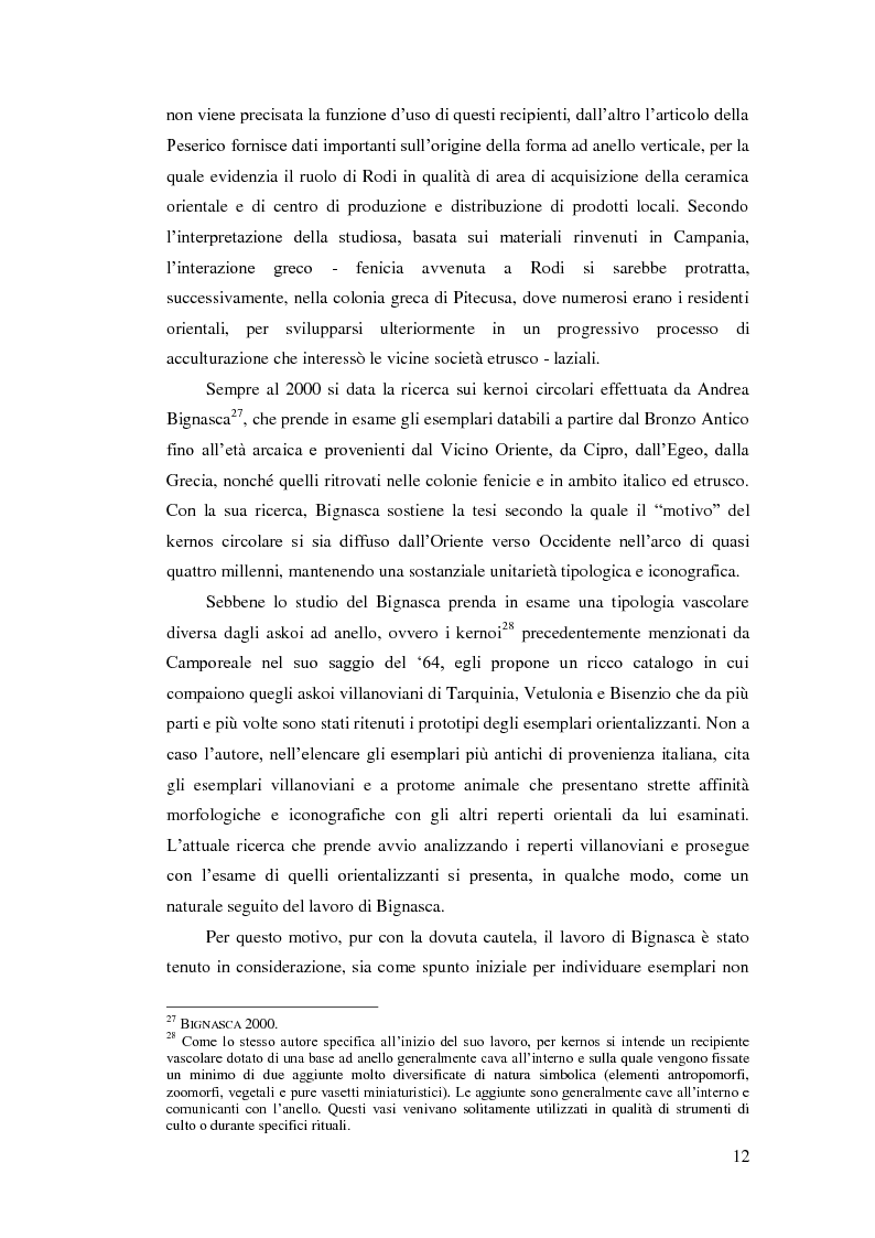 Anteprima della tesi: Gli askoi ad anello tardo-villanoviani ed orientalizzanti dell'Italia centrale tirrenica, Pagina 10