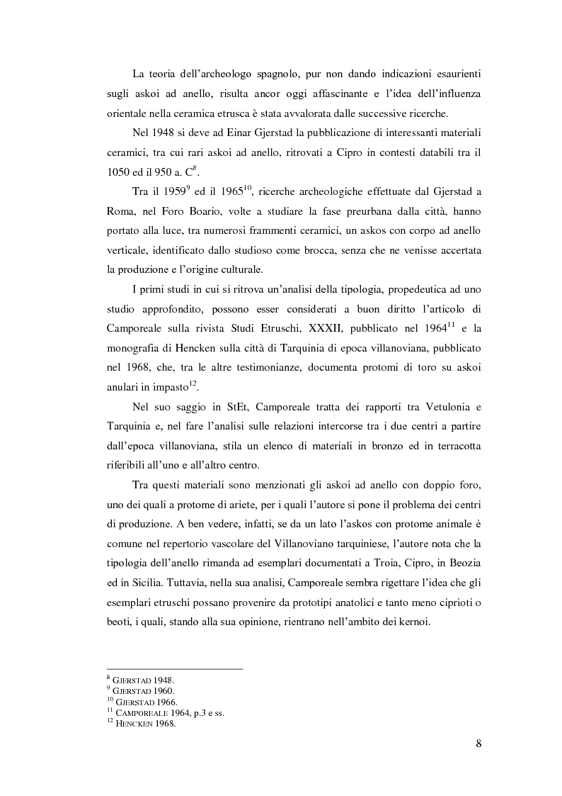 Anteprima della tesi: Gli askoi ad anello tardo-villanoviani ed orientalizzanti dell'Italia centrale tirrenica, Pagina 6
