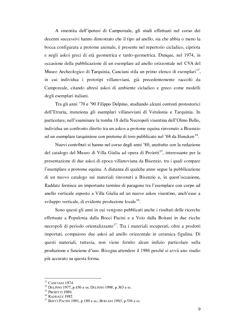 Anteprima della tesi: Gli askoi ad anello tardo-villanoviani ed orientalizzanti dell'Italia centrale tirrenica, Pagina 7